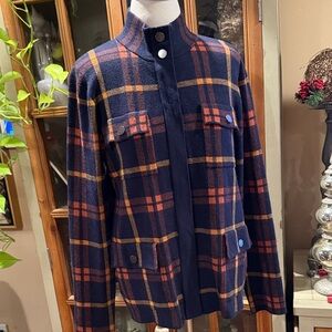 Plaid Joie sweater jacket  - Navy and Orange